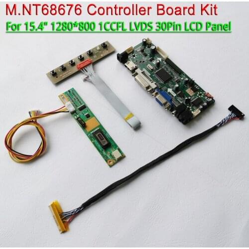 Fit LP154WX4 keyboard VGA DVI 1280*800 LVDS 30Pins LG panel 15.4" 1Pcs CCFL M.NT68676 LCD screen controller board DIY kit