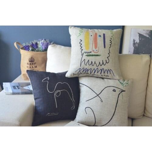 Picasso sketch The camel dovesCreative Linen cotton Cushion pillowcases for office car home decorate sofa cushions