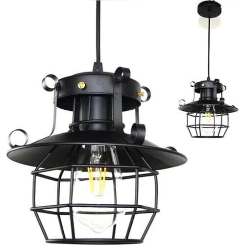Industrial Metal Pendant Light, Rustic Chandelier E27 Vintage Hanging Cage Ceiling Light Fixture for Dining Room Farmhouse