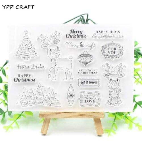 YPP CRAFT Christmas Deer Transparent Clear Silicone Stamp/Seal for DIY scrapbooking/photo album Decorative clear stamp 751