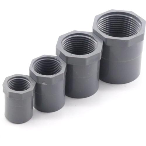 2Pcs 1/2"~4" Female Thread PVC Straight Connector PVC Female Thread Connectors Aquarium Fish Tank Water Suppy Tube Socket Joint