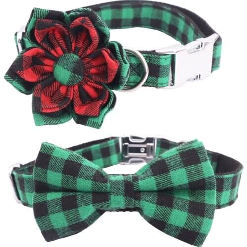 Christmas Dog Collar Bow Tie , Metal Buckle Big and Small Dog&Cat Collar Pet Accessories