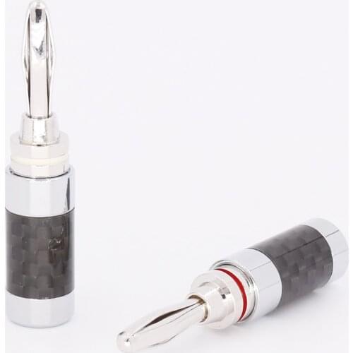 4PCS Rhodium plated Carbon fiber banana plug Speaker Cable Banana Terminal plug