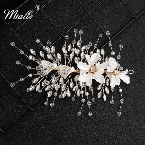 Miallo Newest Flowers Handmade Wedding Headpieces Austrian Crystal Bridal Hair Jewelry Accessories Hair Vine Princess Headband