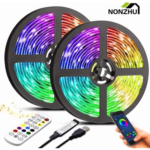 5050 Led Strip RGB Light Decoration Luces Luminous For Bedroom Background Ribbon Fita Home Lamp Bluetooth Diode Shape SMD String