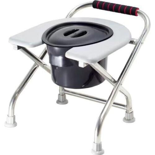 U shape Bathroom stool Folding stainless steel potty chair Non-Slip Elderly Stool Commode Pregnant bath chair with closestool