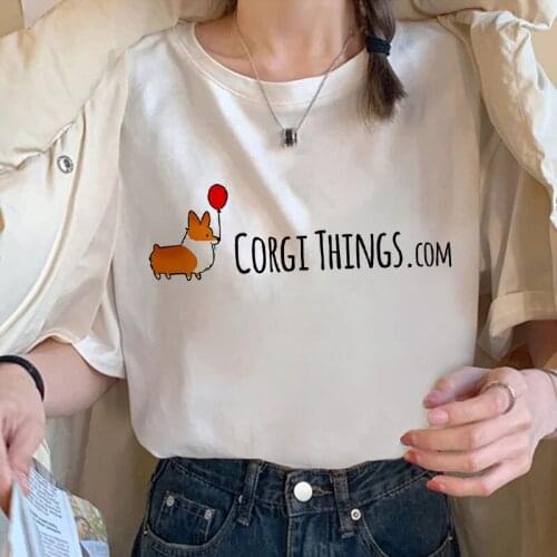 Womens T-shirt Cute dog printed T Shirt Ulzzang Harajuku Ladies Tshirt Summer Round neck Short Sleeve tee shirt femme