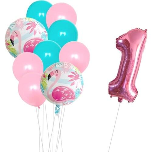 10pcs 32 Inch Pink Number Flamingo Balloons Decor 1 2 3 4 5 6 7 8 9 Years Old Girl Birthday Party Baby Shower Balloons Kids Toys