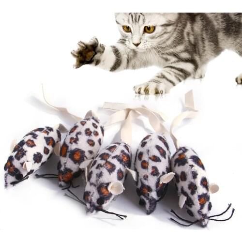 2Pcs Pet Toy Leopard Mice Design Bite Resistant Plush Kitten Relieve Stress Doll Toy for Cats