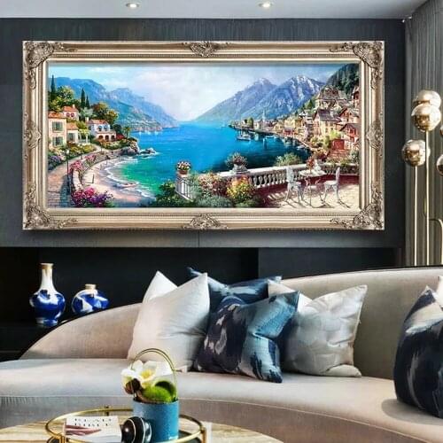5D Diamond Painting Landscape DIY Diamond Embroidery Seaside City Cross Stitch Rhinestone Mosaic Diamond Drawing Home Decor