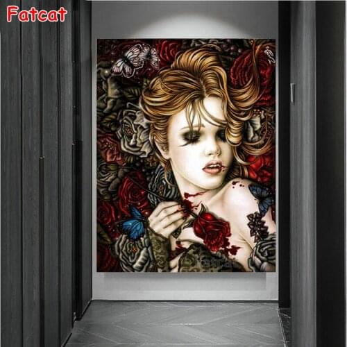 Diamond Painting Hot Selling Home Art, Vampire Girl, Rose Flower Butterfly Cross Stitch Diamond Embroidery Mosaic Europe PP1655
