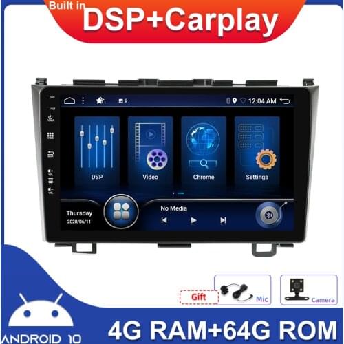 Double 2 Din Car Radio Stereo Auto Built in DSP+Carplay 4GB+64GB Android 10.0 Wifi BT SWC Camera MIC For Honda CRV 2006-2011