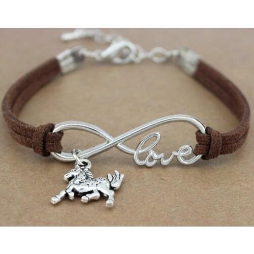 Minimalist Best Friends Friendship Gift Infinity Love Horses Horse Charm Suede Leather Bracelets for Women