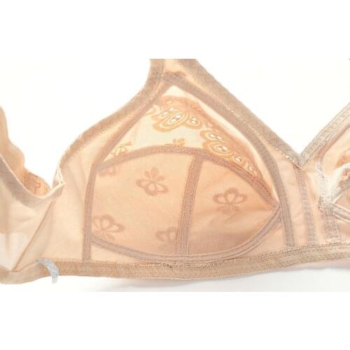 Bra Full cup B C D DD DDD E F G sexy floral lace Unlined underwear bh Breathable summer cotton lingerie mom plus size 75-120 C12