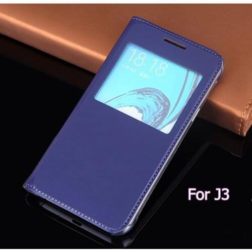 Flip Cover With View Window Cell Phone Carrying Bag Fundas Coque Business Case For Samsung Galaxy J3 2016 J320 J320F J320H J300