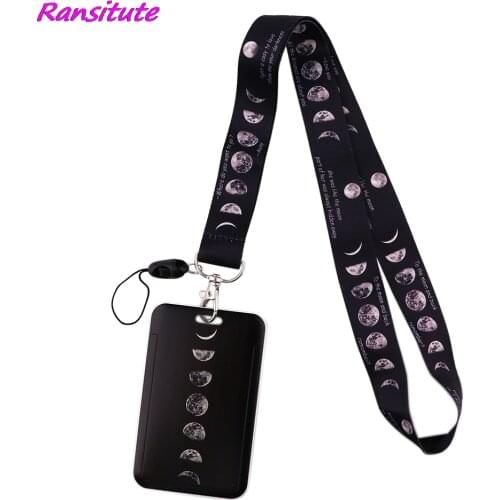 Ransitute R1855 Lunar Eclipse Lanyard Card ID Holder Car KeyChain ID Card Pass Gym Mobile Phone Badge Key Ring Holder Jewelry