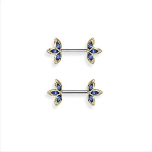 JINGLANG Nipple Piercing Barbell Flower Charming Sexy Nipple Rings Stainless Steel Body Piercing Jewelry For Women