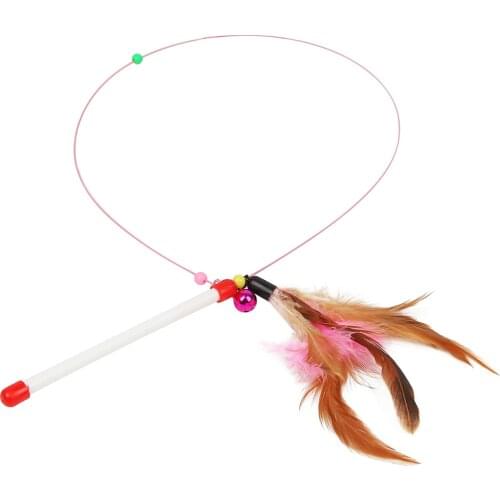 Cat Teaser Retractable Cat Stick Pet Products Replaceable Feather Head Wand Toys for Cat Kitten Interactive Toy