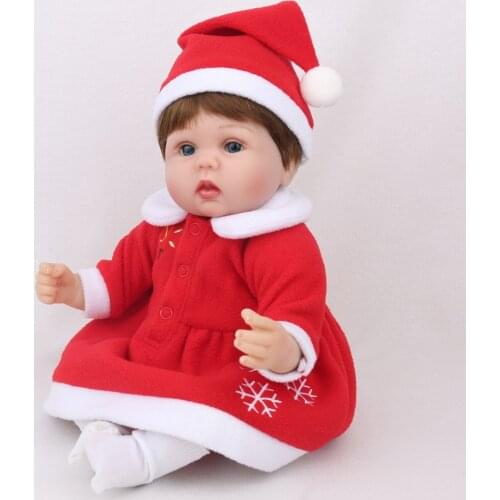 16 inch 40cm cloth body Silicone Reborn Baby Doll Alive Lifelike Real Realistic Bebe Girl Boneca Toys Christmas Gifts Santa