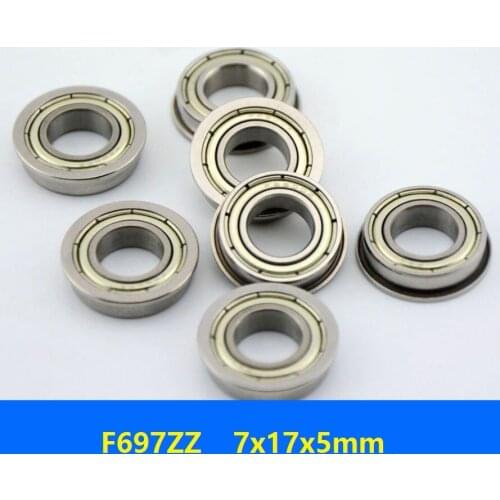500pcs/lot double shielded F697ZZ F697Z F697-ZZ F697 Z ZZ 7x17x5 mm Miniature flange Ball Bearing deep groove 7*17*5mm