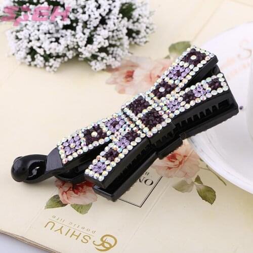 Fashion new womens diamond hair clip foreign trade banana vertical clip size womens horsetail clip manufacturer wholesale