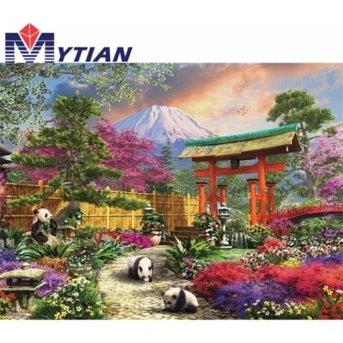 5D Diamond Painting Kit Panda Garden Chinese Temple Diamond Embroidery Cross Stitch DIY Rhinestone Mosaic Wall Sticker Art Decor