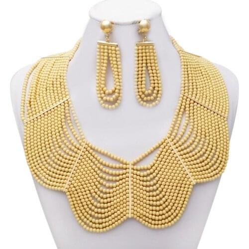 Yulaili Multicolor African Beads Jewelry Sets Fine Round Shape Pendant Big Necklace Earrings Jewelery Accessories Wholesale