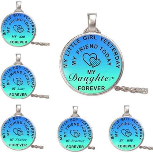 DoreenBeads Relationship Necklace For Men Women Accessories Silver Color Green Blue Round Heart Message 50cm long, 1 Piece