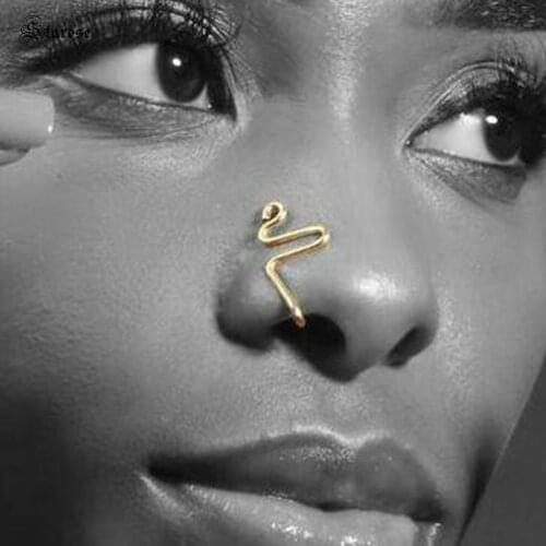 Starose 2pcs Snake Fake Nose Piercing Helix Piercing Nostril Earring Nose Ring Fake Earrings Ear Cuff Clip Fake Piercing Labret