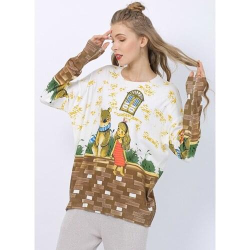 Fall Spring Plus Size Sweater Women Tops Cute Bear Girl Fashion Printing Knitted Pullover Outerwear Loose Knitted Pull TA6347
