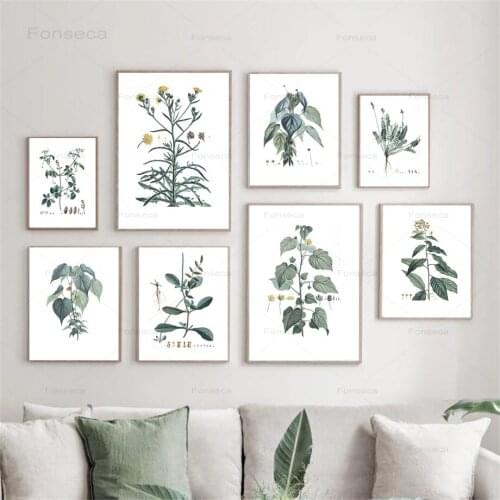 Botanical Herb Studies Canvas Painting Watercolour French green plant Wall Art Pictures for Kitchen Bedroom home Decoration
