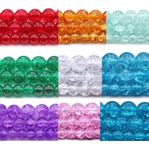 NAPOLN 8MM Colorful Resin Popcorn Crystal Round Loose Beads ball Crack Bead Jewelry Bracelet Making DIY Accessories