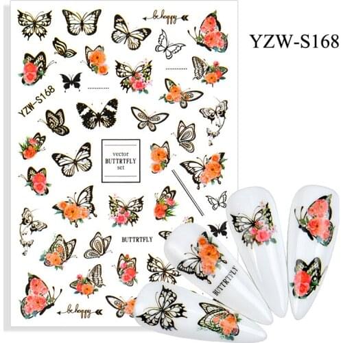 3D Stickers for Nails Spring Summer Self-adhesive Sticker Beautiful Flowers Butterfly Nail Art Decorations Nail Foil Accessories