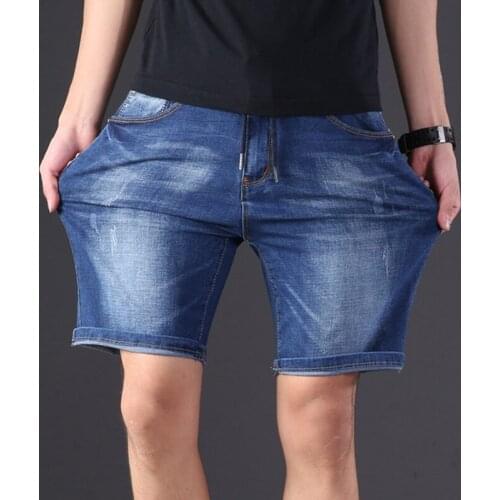 Extra large denim oversized mens elastic waist knee length summer loose shorts men plus size 9XL 8XL 7XL 6XL