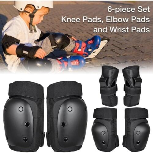 Universal Protective Gear Set Knee Pads 6 Pcs For Skateboarding Adult/Youth Snowboard Skateboard Ski Roller Protection Support