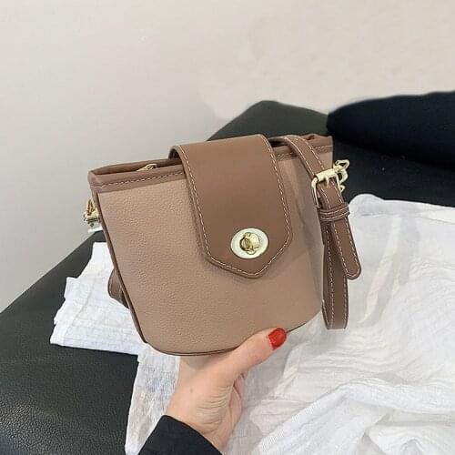 Vintage Bucket Crossbody Bags for Women 2021 Luxury Panelled Pu Leather Female Shoulder Bag Travel Womens Brand Handbag