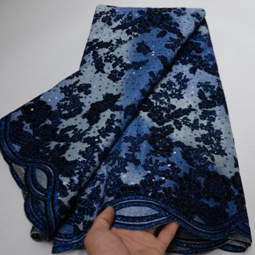 5yards/pc) High quality shining glittering glued African velvet lace fabric with sequins embroidery 2021 new for party FLP278