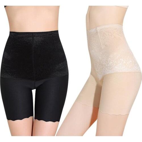Women Short Pants Solid Color Seamless Ice Silk Panties High Waist Seamless Anti Emptied Safety Pants Slimming Underwear