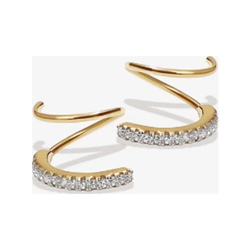 CANNER Fashionable Torsion Bar Stud Earrings 100% 925 Sterling Silver Zircon Earrings For Women Jewelry Korean Aretes De Mujer