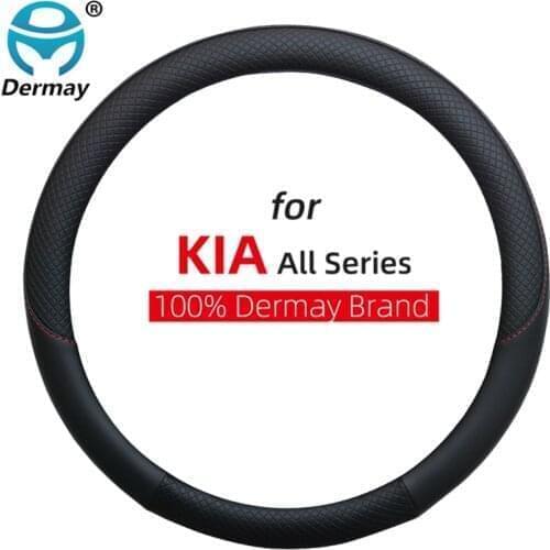 100% DERMAY Brand Leather Car Steering Wheel Cover Non-slip for Kia Optima / Optima Sportswagon JF K5 Auto Accessories