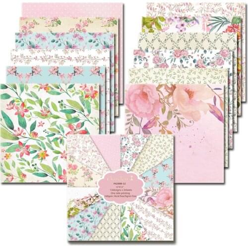 12" 24Pcs/Lot Tropical Leaves Retro Material Papers DIY Scrapbooking Album Diary Gift Decorative Paper Scrapbooking Paper