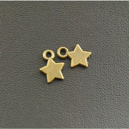 20pcs Bronze Star Charms Pendant, Drop Double Side 8mm metal charms for jewelry making A1015