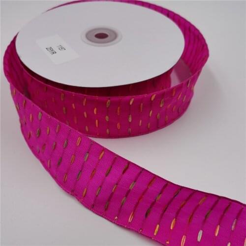 38mm X 25yards Festival Decorative Rose Red Wired Edge Ribbon for DIY Gift Wrapping