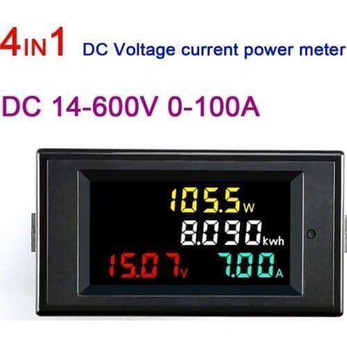 4in1 DC 14-600V 0-100A LCD display digital voltage current active power electric energy meter shunt Battery Monitor tester 12V