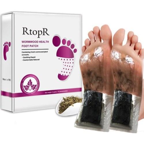 10 pairs RtopR Tradition Chinese Medicine Detox Foot Patch Wormwood Health Body Detox Improve Sleep Foot Care Patch Beauty Tools