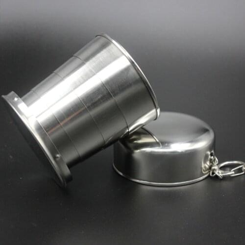75ml 150ml 250ml Retractable Collapsible Cups Demountable Portable Outdoor Travel Supplies Keychain Folding Cup Stainless Steel