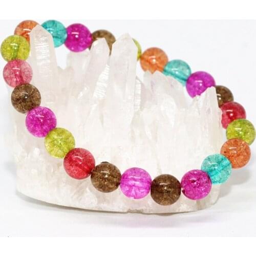 8mm beautiful faux tourmaline multicolor round beads bracelet classcial women girl charms gift fine diy jewelry 7.5inch B2166