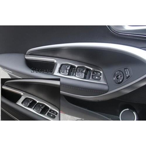 Accessories FIT FOR 2013 2014 for HYUNDAI SANTA FE IX45 CHROME INTERIOR DOOR WINDOW SWITCH PANEL COVER TRIM