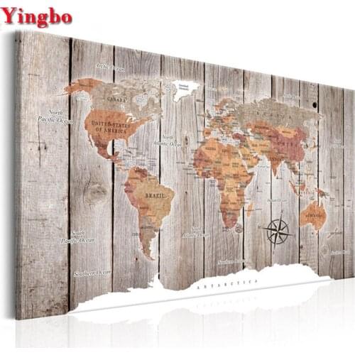 DIY Diamond Painting Vintage World Map Cross Stitch diamond Mosaic Diamond Embroidery Long Pictures for Living Room Decor