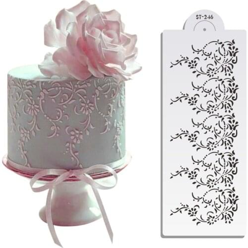 4.75"H x 12.75"W Large Vintage Lace Cake Stencil, Cake Lace Side Plastic Stencil, Cake Side Lace Stencil, Baking Stencil ST-246